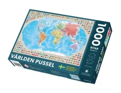 Kartförlaget: Världskarta med svensk text och flaggor (1000)