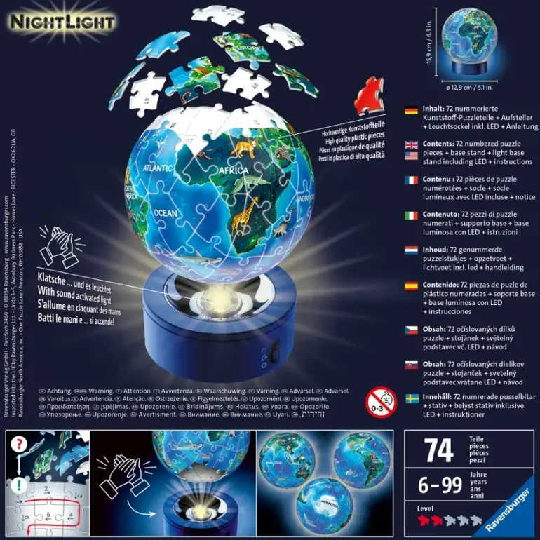 Ravensburger: 3D - Childrens Globe Nightlight, Earth by Night (74)