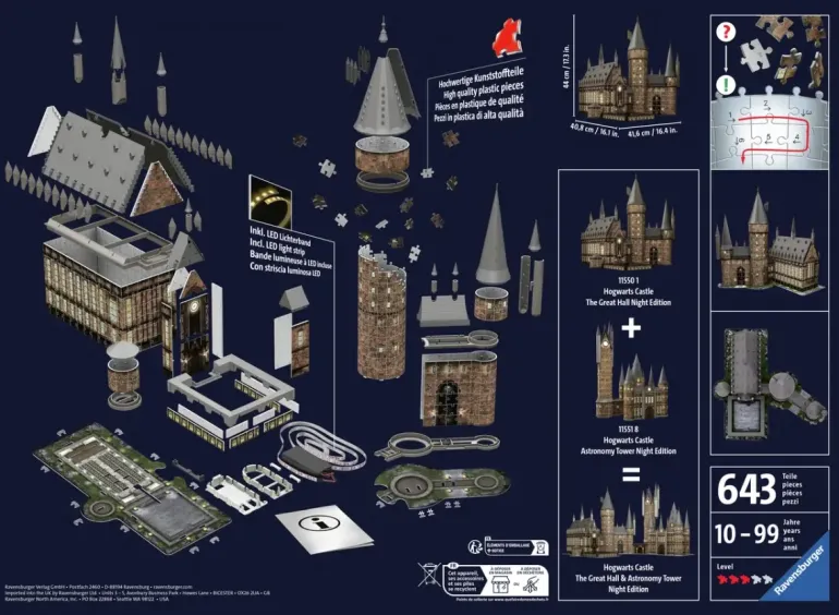 Ravensburger: 3D - Harry Potter, Hogwarts Castle - The Great Hall, Night Edition (643)