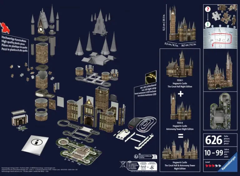 Ravensburger: 3D - Harry Potter, Hogwarts Castle - Astronomy Tower, Night Edition (626)