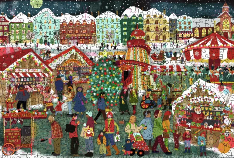 Ravensburger: Wooden Träpussel - Christmas Market (500)