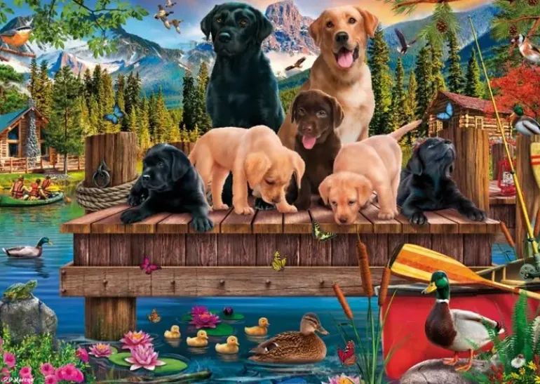 Schmidt: A Family of Dogs at the Lake (1000)