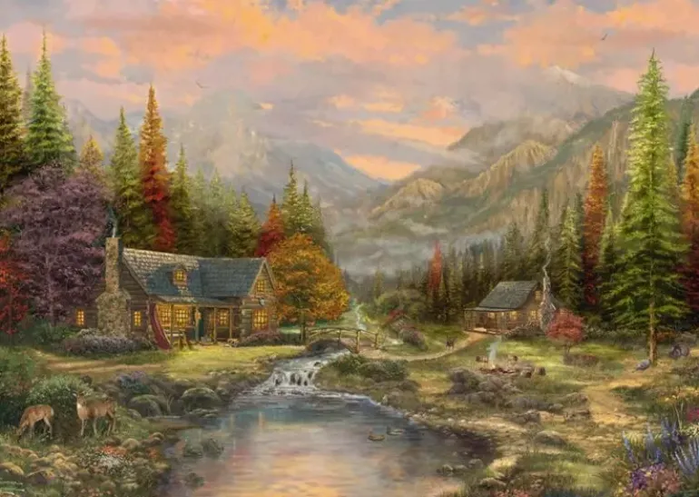 Schmidt: Wooden Träpussel - Thomas Kinkade Studios, Sierra Paradise (1000)